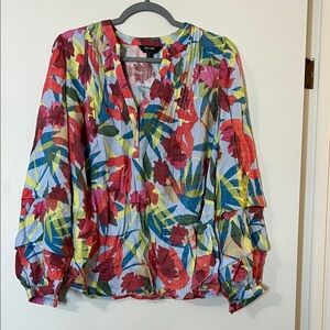 Nicole Miller Sally Pucker Split neck blouse